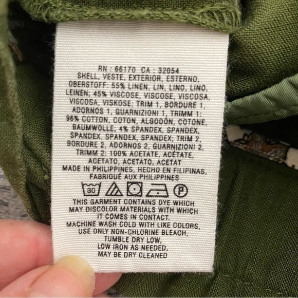 Cartonnier by Anthropologie Army Green Linen Blend Pants - Picture 8 of 12